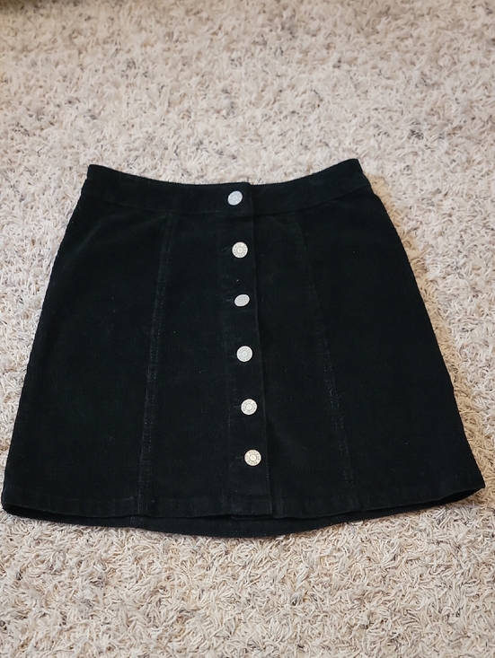 Denim&Co Dresses & Skirts - Denim&Co Black Button-Front Corduroy Mini Skirt